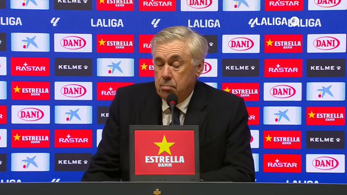 Carlo Ancelotti critica la decisión arbitral tras la derrota del Espanyol